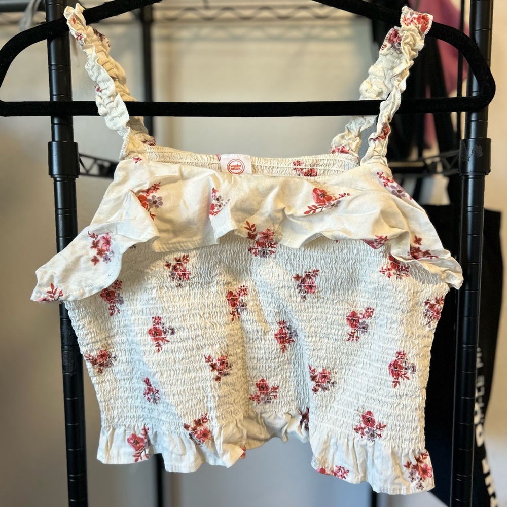 Cream and Pink Smocked Top